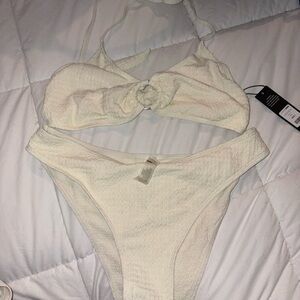 Cream Textured Bikini Set